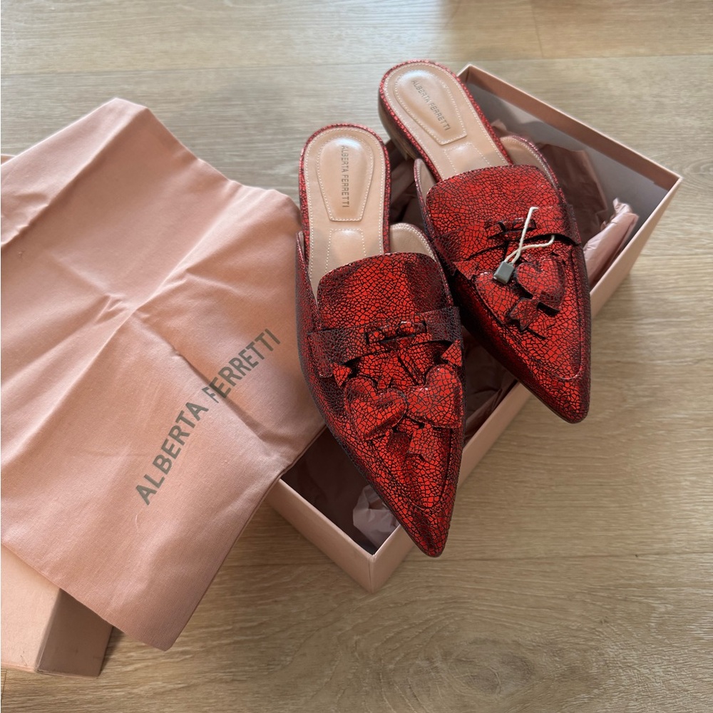 Alberta Ferretti Embroidered Mule Heels